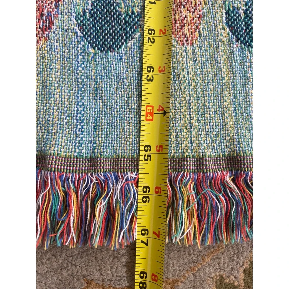 The Rug Barn Helen Vladykina Poinsettia Woven Throw Blanket Christmas Cotton USA